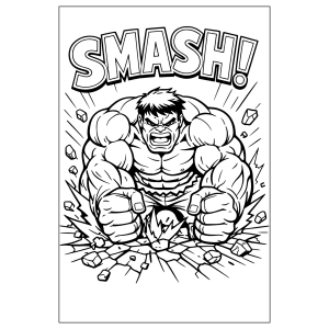 Hulk esmagando tudo com um Smash para colorir