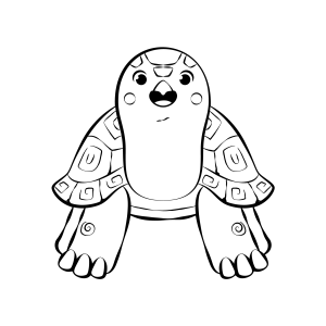 Jabuti de pé acenando para colorir