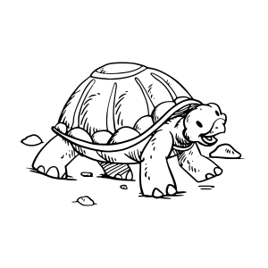 Jabuti passeando entre pedrinhas para colorir