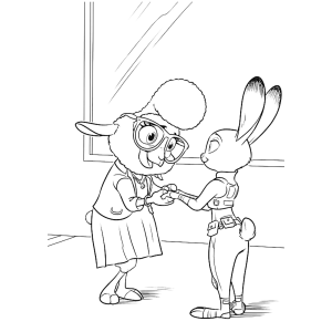 Judy Hopps e Nick Wilde conversando para colorir