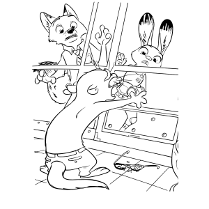 Judy Hopps e Nick Wilde investigando para colorir