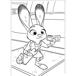 Judy Hopps sorrindo com o uniforme de policial para colorir