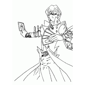 Kaiba exibindo sua carta de duelo para colorir