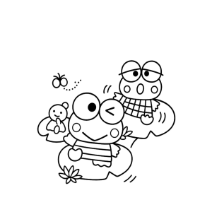 Keroppi abraçando um amigo para colorir