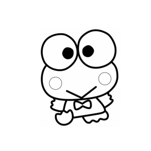 Keroppi em pé de mãos na barriga para colorir