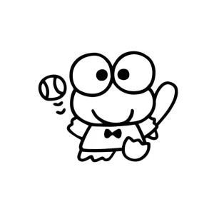 Keroppi jogando beisebol para colorir