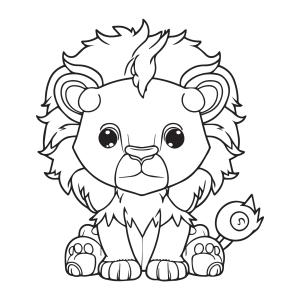Leoninho Amigável Pronto para Colorir