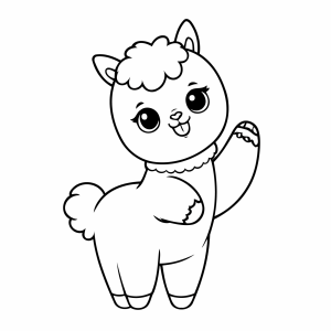 Lhama bebê acenando para colorir
