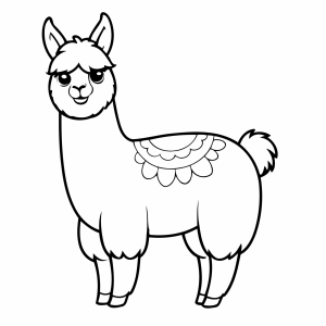 Lhama com manta de corações para colorir
