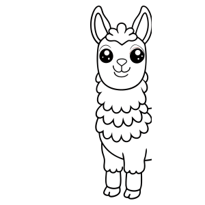 Lhama kawaii com manta listrada para colorir