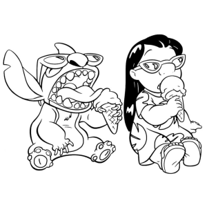 Lilo e Stitch em um Doce Momento de Sorvete