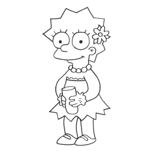 Lisa Simpson sorrindo com a mão no peito para colorir