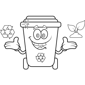 Lixeira de reciclagem sorridente para colorir