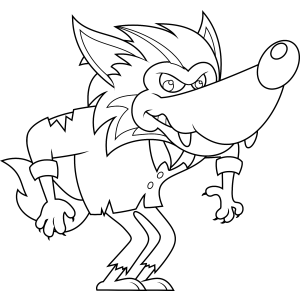 Lobisomem cartoon de língua de fora para colorir