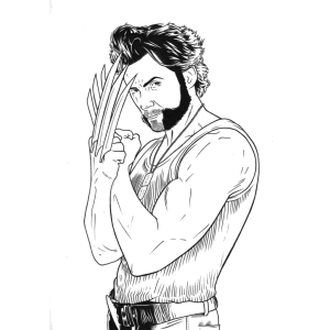 Logan de jaqueta com as garras de fora para colorir