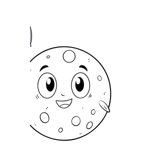 Lua cheia kawaii sorrindo para colorir
