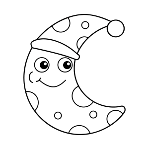 Lua crescente de touca de dormir para colorir