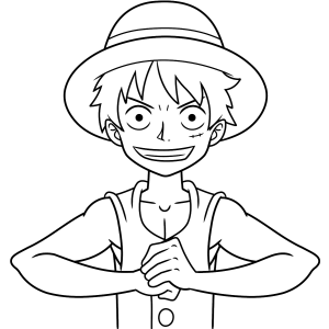 Luffy de braços cruzados sorrindo para colorir