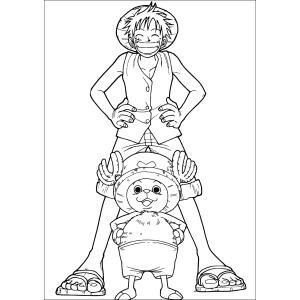 Luffy e Chopper prontos para a aventura para colorir