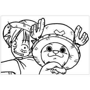 Luffy e Chopper se divertindo para colorir