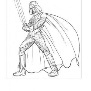 Luke Skywalker girando o sabre de luz para colorir