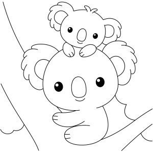 Mamãe coala com o bebê nas costas para colorir