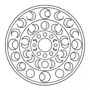Mandala das fases da lua para colorir