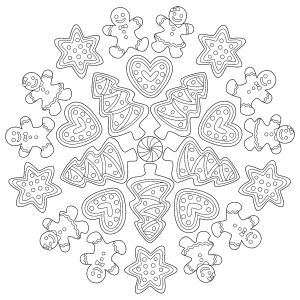 Mandala de biscoitos de gengibre para colorir
