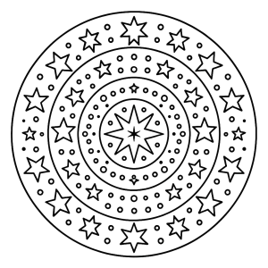 Mandala de estrelas e luas para colorir