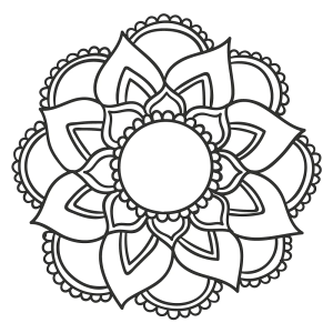 Mandala de flor com miolo vazio para colorir