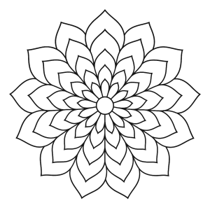 Mandala de flor com pétalas em camadas para colorir