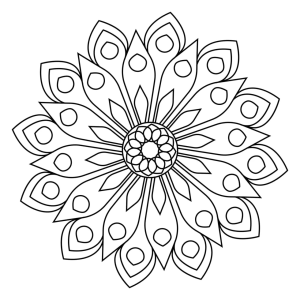 Mandala de flor com pétalas pontudas para colorir