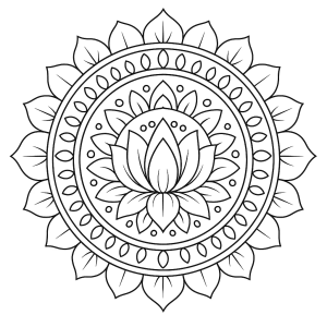Mandala de flor de lótus para colorir
