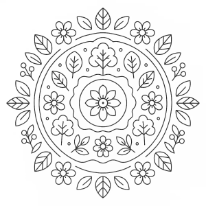 Mandala de flores silvestres para colorir