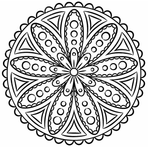 Mandala de folhas e bolinhas para colorir