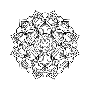 Mandala de lótus com detalhes finos para colorir