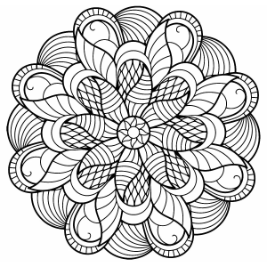 Mandala de pétalas com padrões para colorir