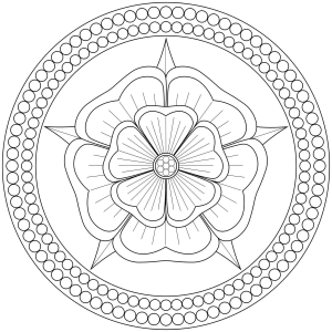 Mandala de rosa em moldura circular para colorir