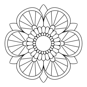 Mandala de vitral com pétalas grandes para colorir