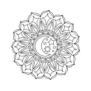 Mandala do sol e da lua para colorir