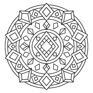 Mandala geométrica com losangos para colorir
