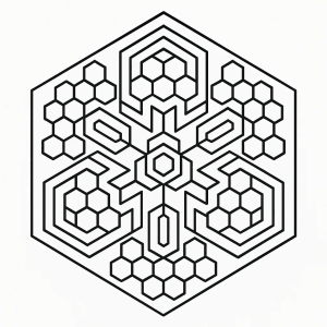 Mandala hexagonal com favos de mel para colorir