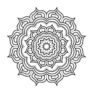 Mandala redonda com círculos de pétalas para colorir