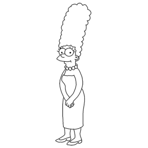 Marge Simpson com seu cabelo azul gigante para colorir