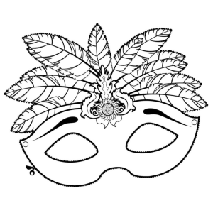 Máscara de Carnaval Pronta para Colorir