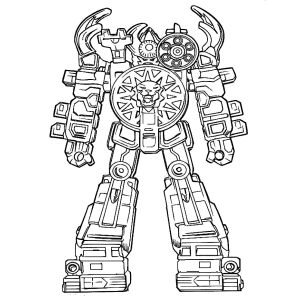 Megazord robô gigante de pé para colorir