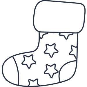 Meia de Natal grande com estrelas para colorir