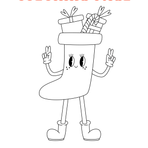 Meia de Natal personagem com braços e pernas para colorir