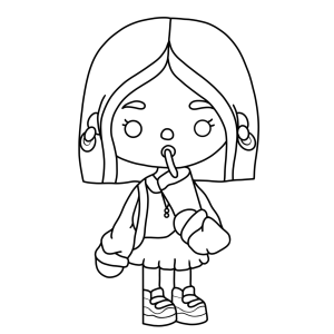 Menina do Toca Boca de franja e sapatinhos para colorir