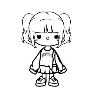 Menina do Toca Boca de óculos e tênis para colorir